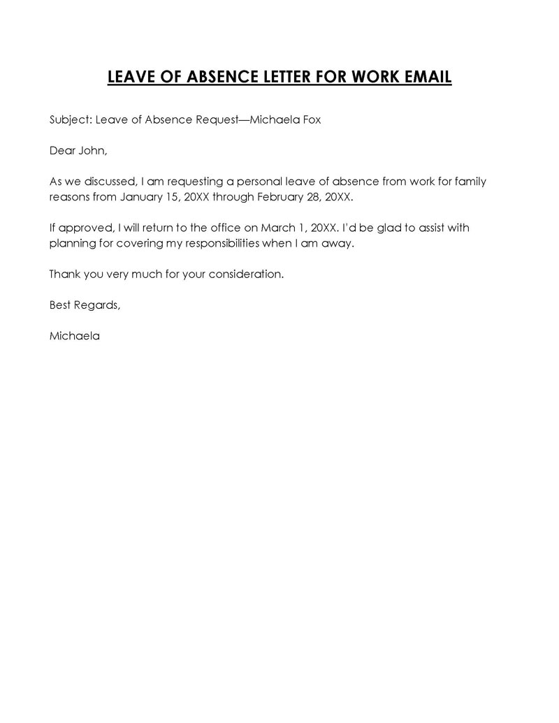 Word document leave of absence letter template 07