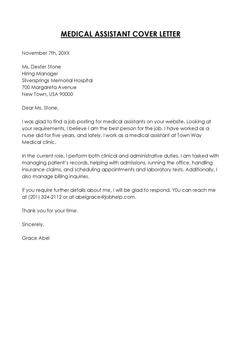 cover letter medical assistant no experience