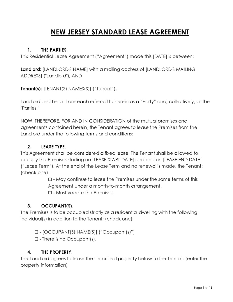 new jersey standard lease agreement pdf