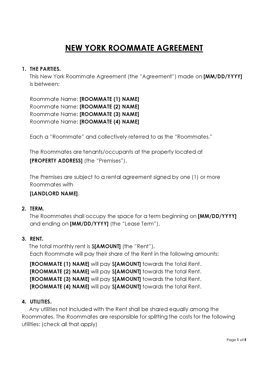 New York Roommate Lease Agreement