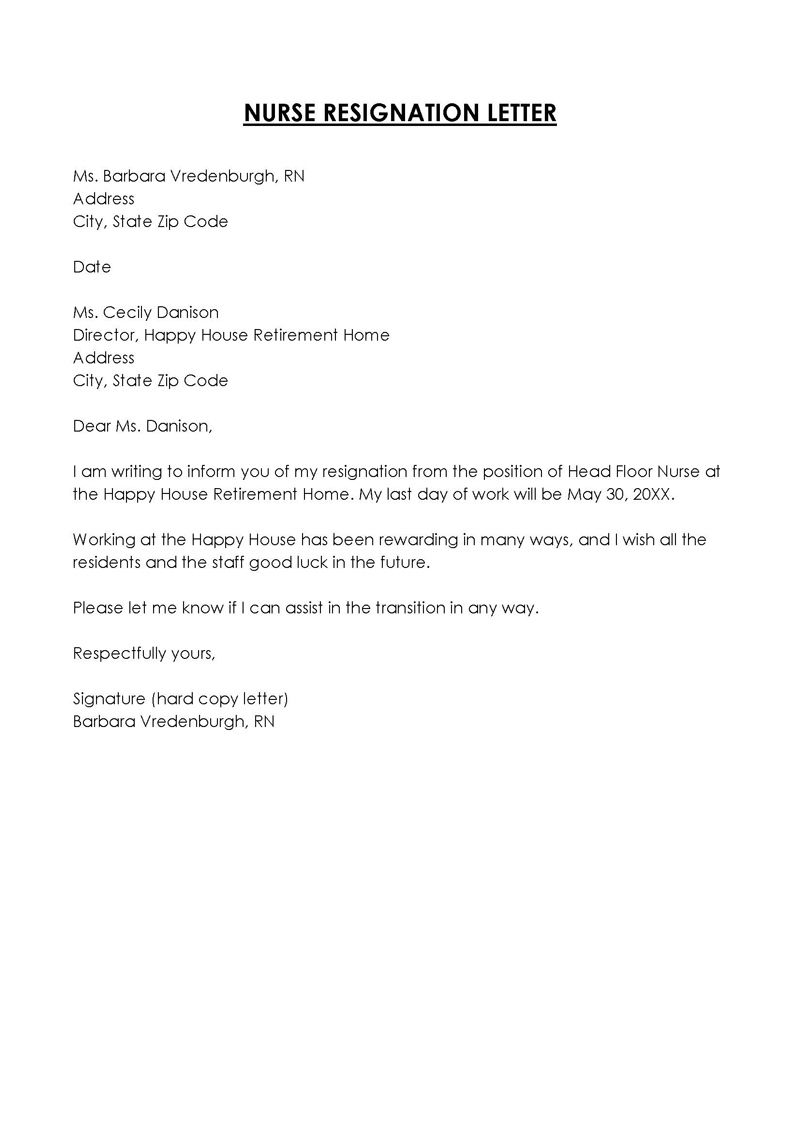 Nursing Resignation Letter Examples + 12 Free Templates