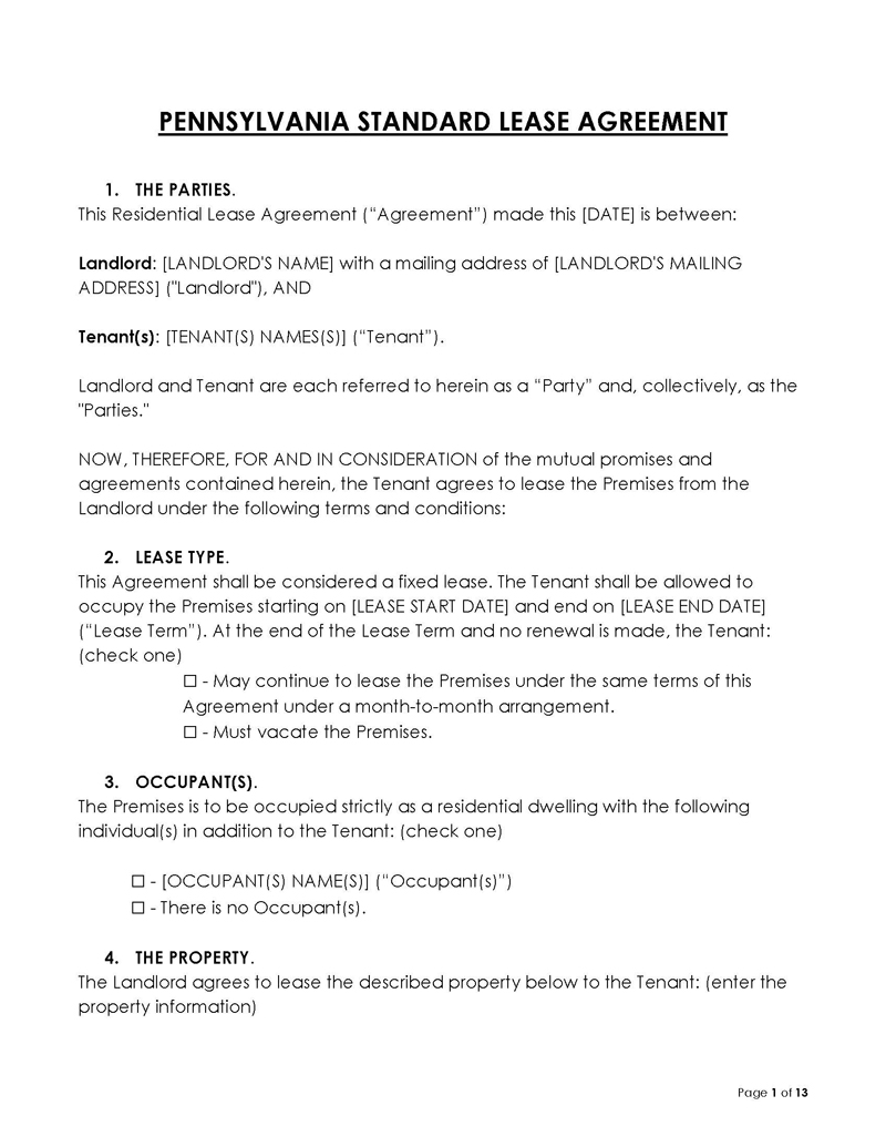  standard lease agreement pdf
