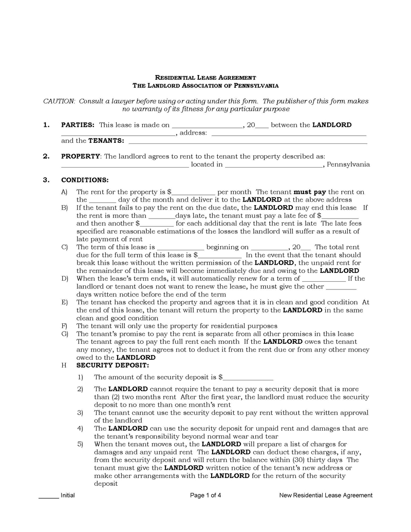  pa residential lease agreement pdf