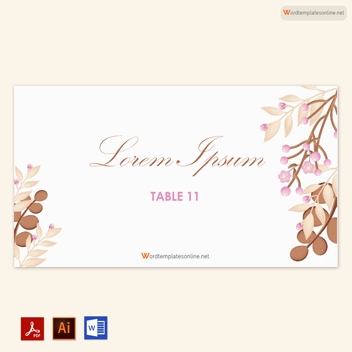 Free Printable Place Card Template - Editable Word Document