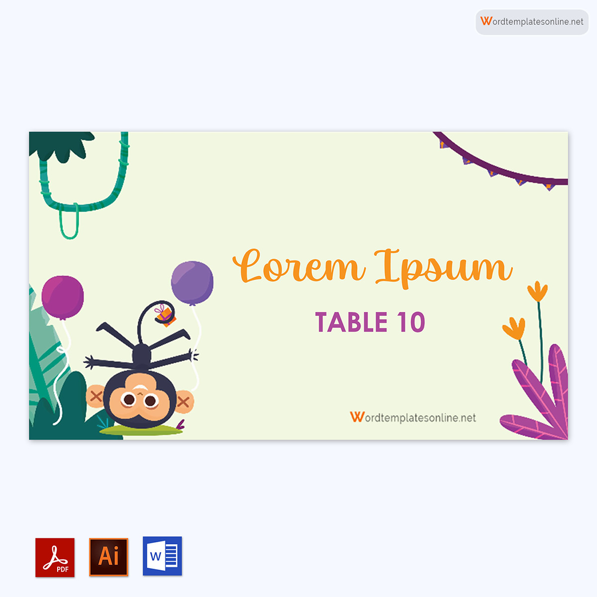 table card template word