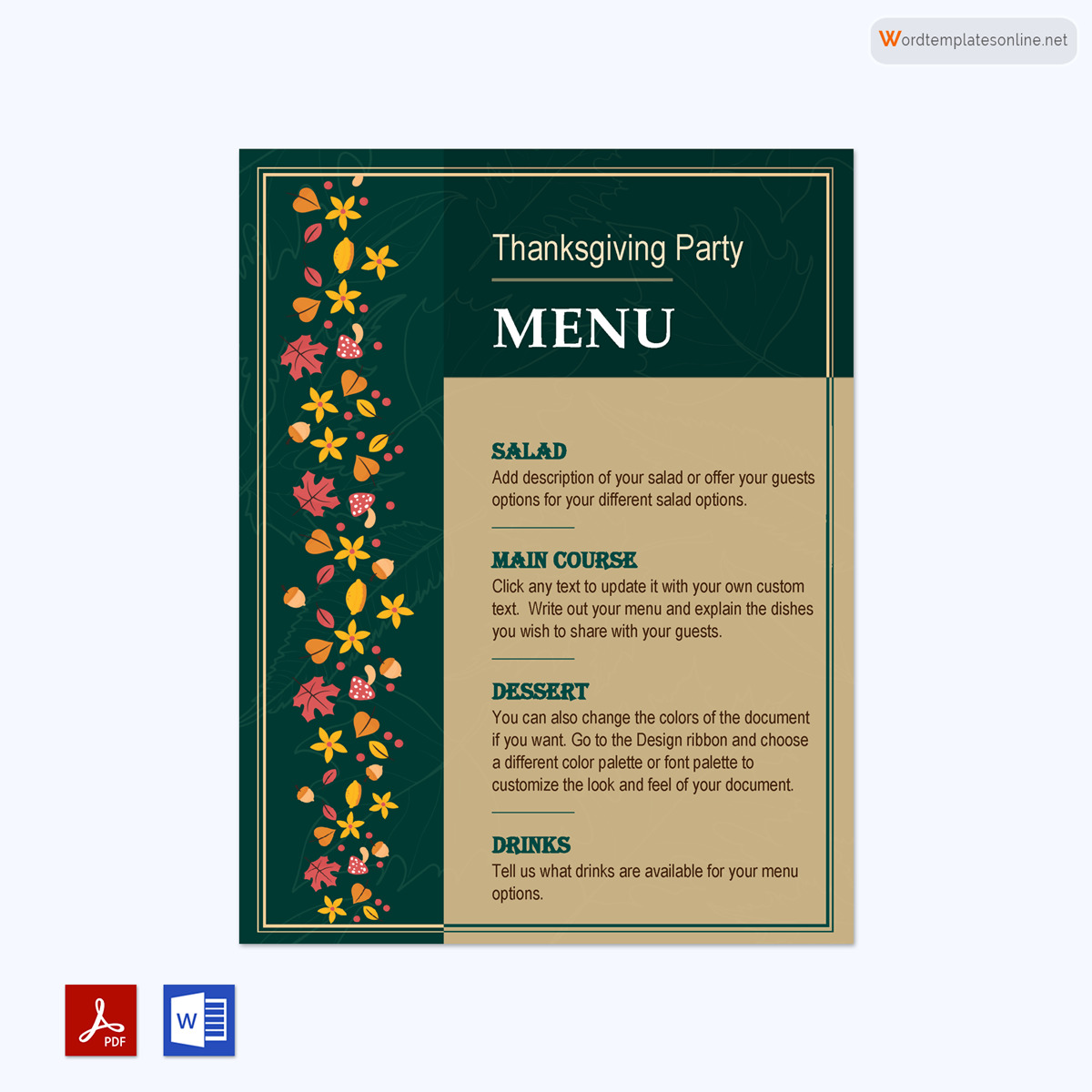  elegant dinner menu template free 01