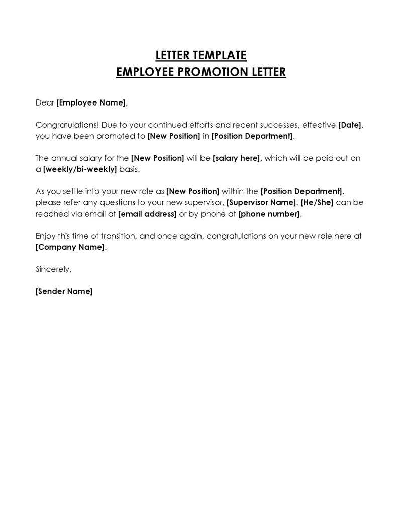 Free job promotion letter template