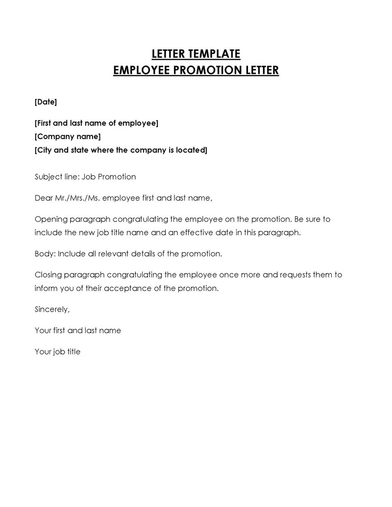 Printable job promotion letter form