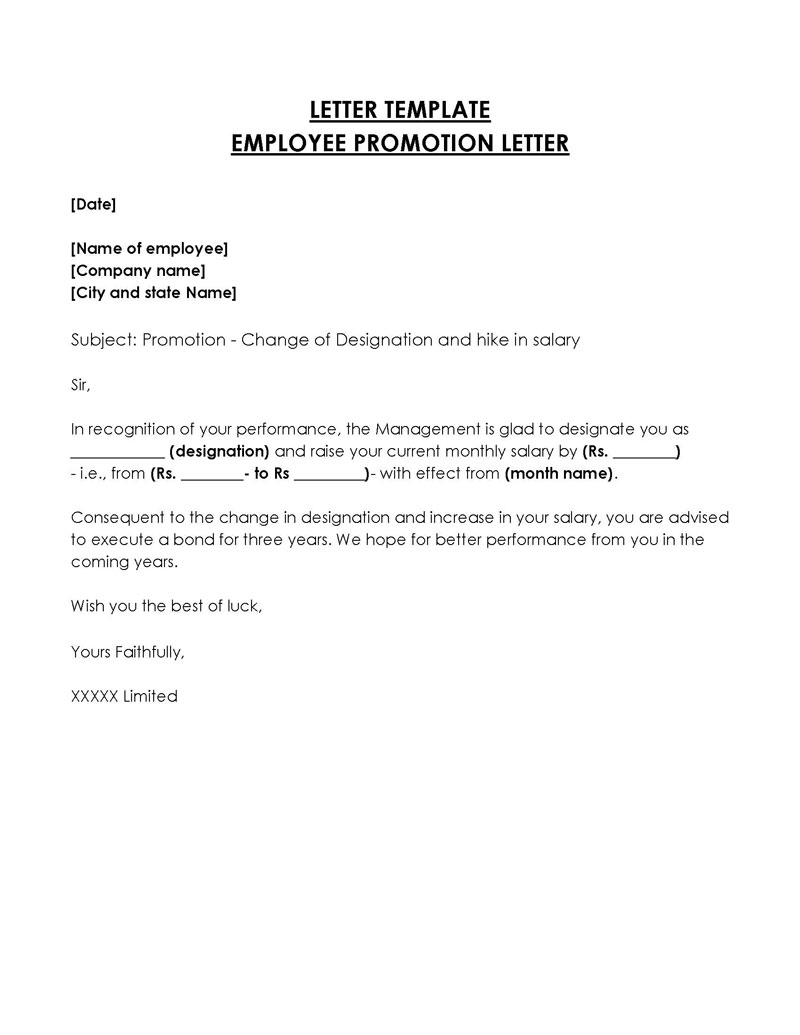 promotion letter to employee word