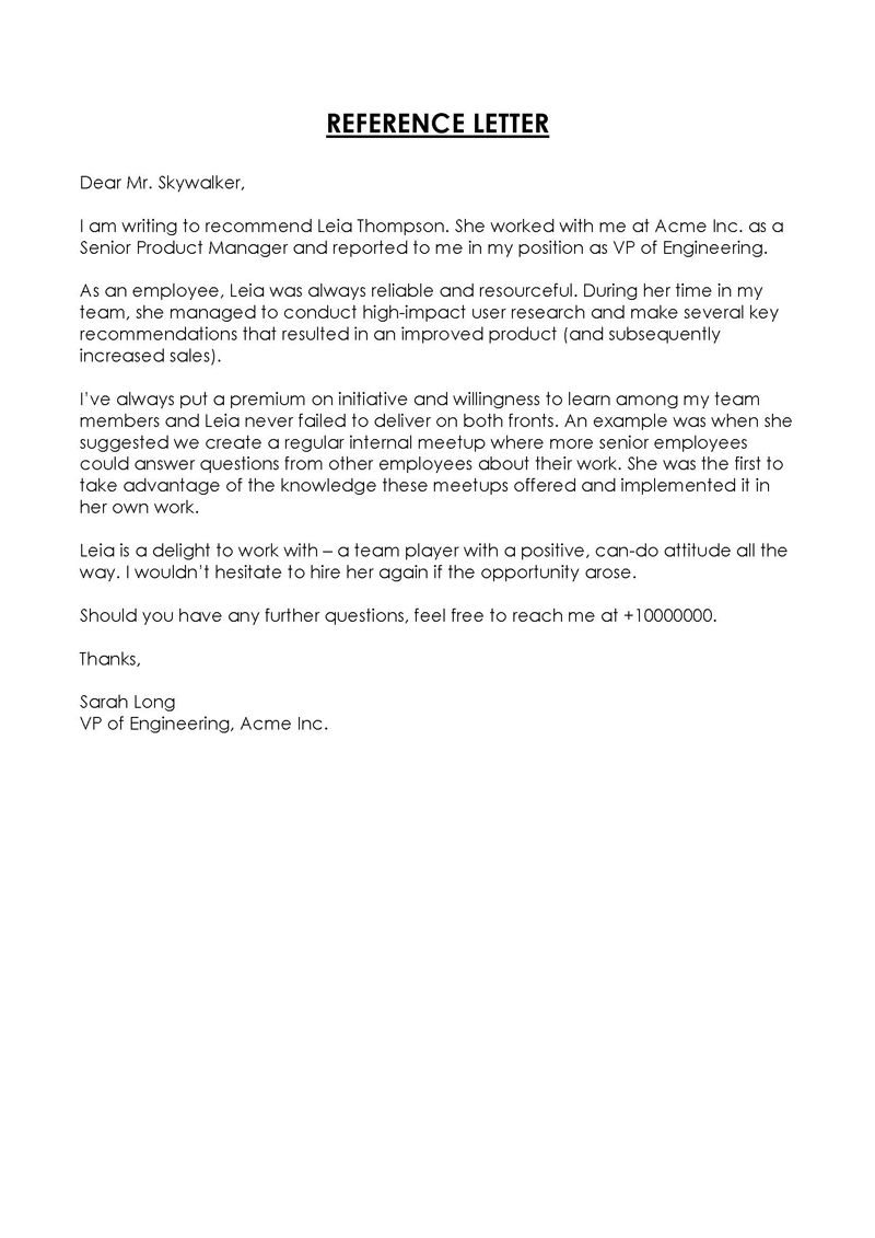 reference letter template word