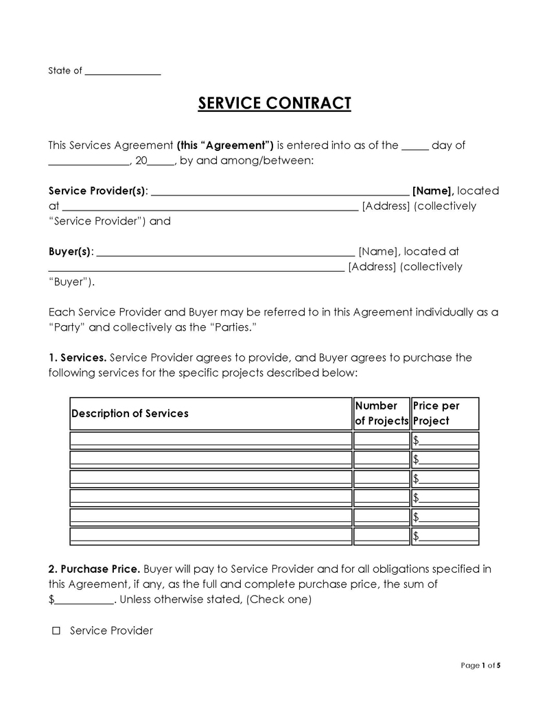 Great Customizable General Service Contract Agreement Template 01 for Word File