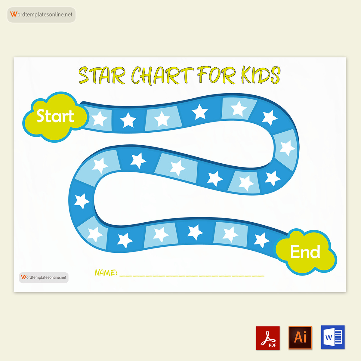 Free Printable Star Coloring Chart for Kids Sample 02 in Word and Adobe Format
