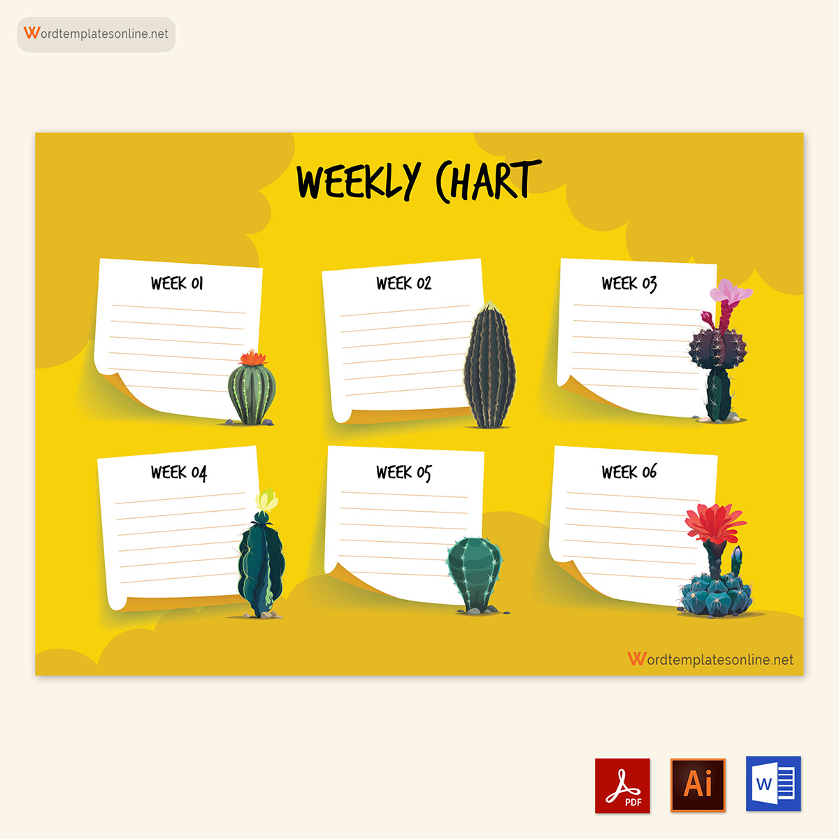 Great Customizable Weekly Coloring Chart for Kids Sample 01 for Word and Adobe File