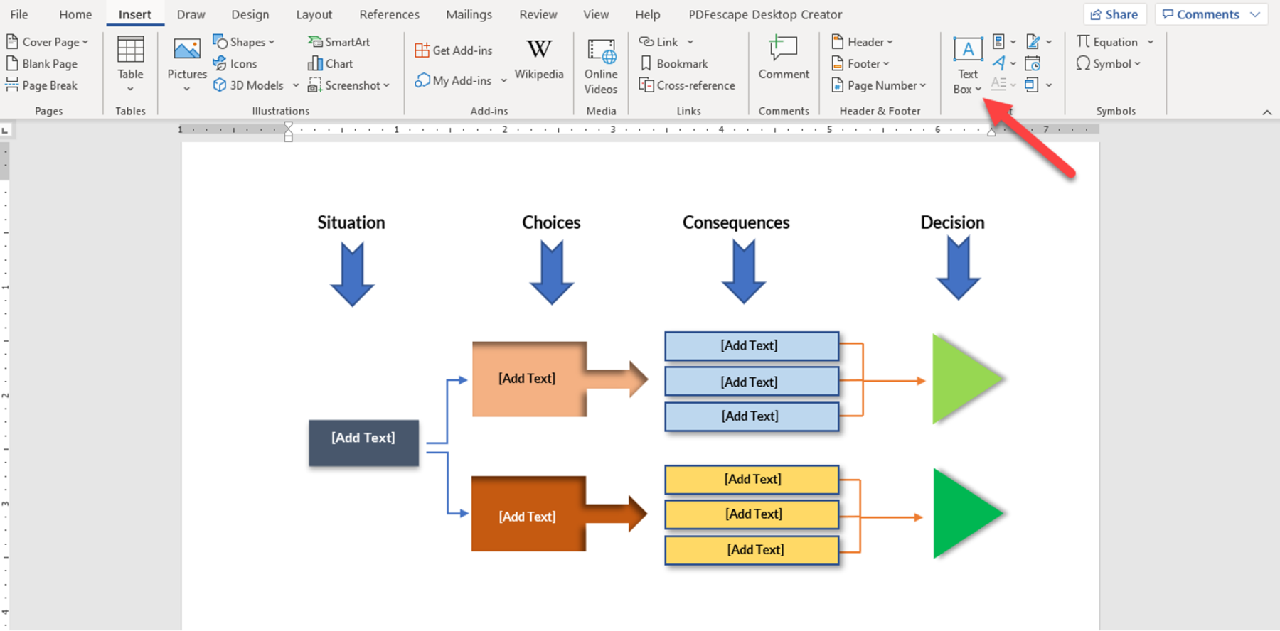 Making a decision tree template in word 04