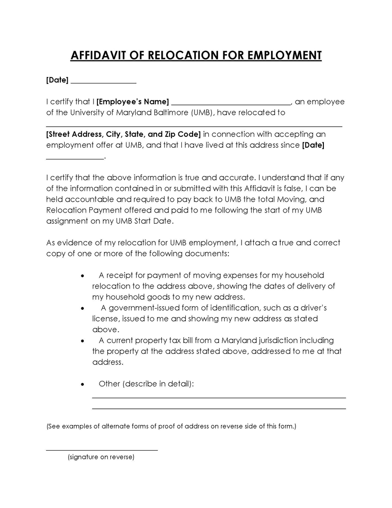 notarized affidavit of residency