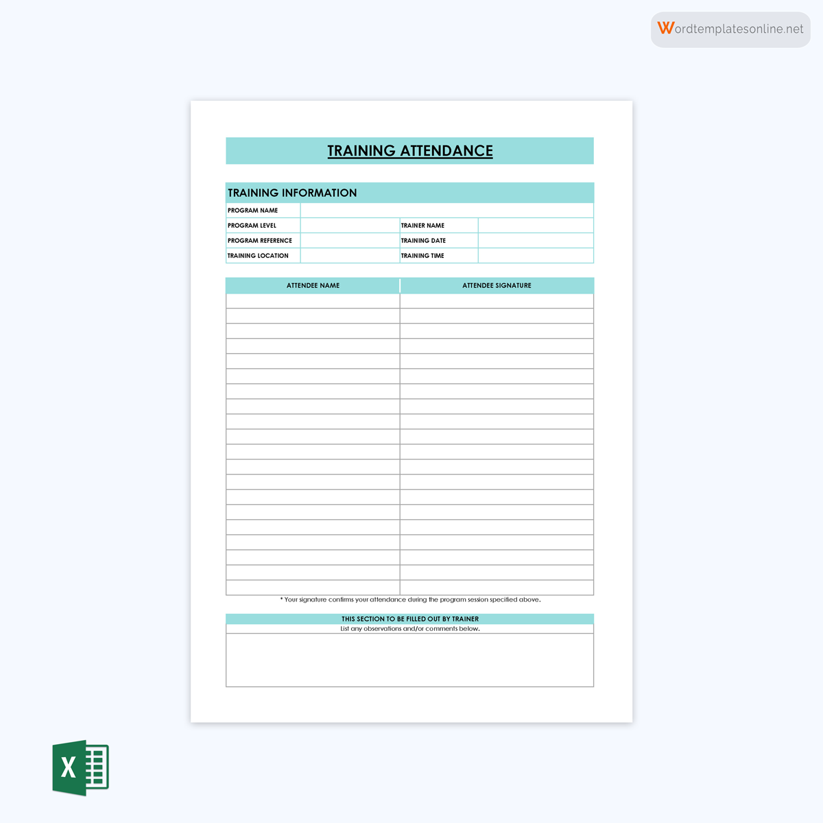 Attendance sheet template example