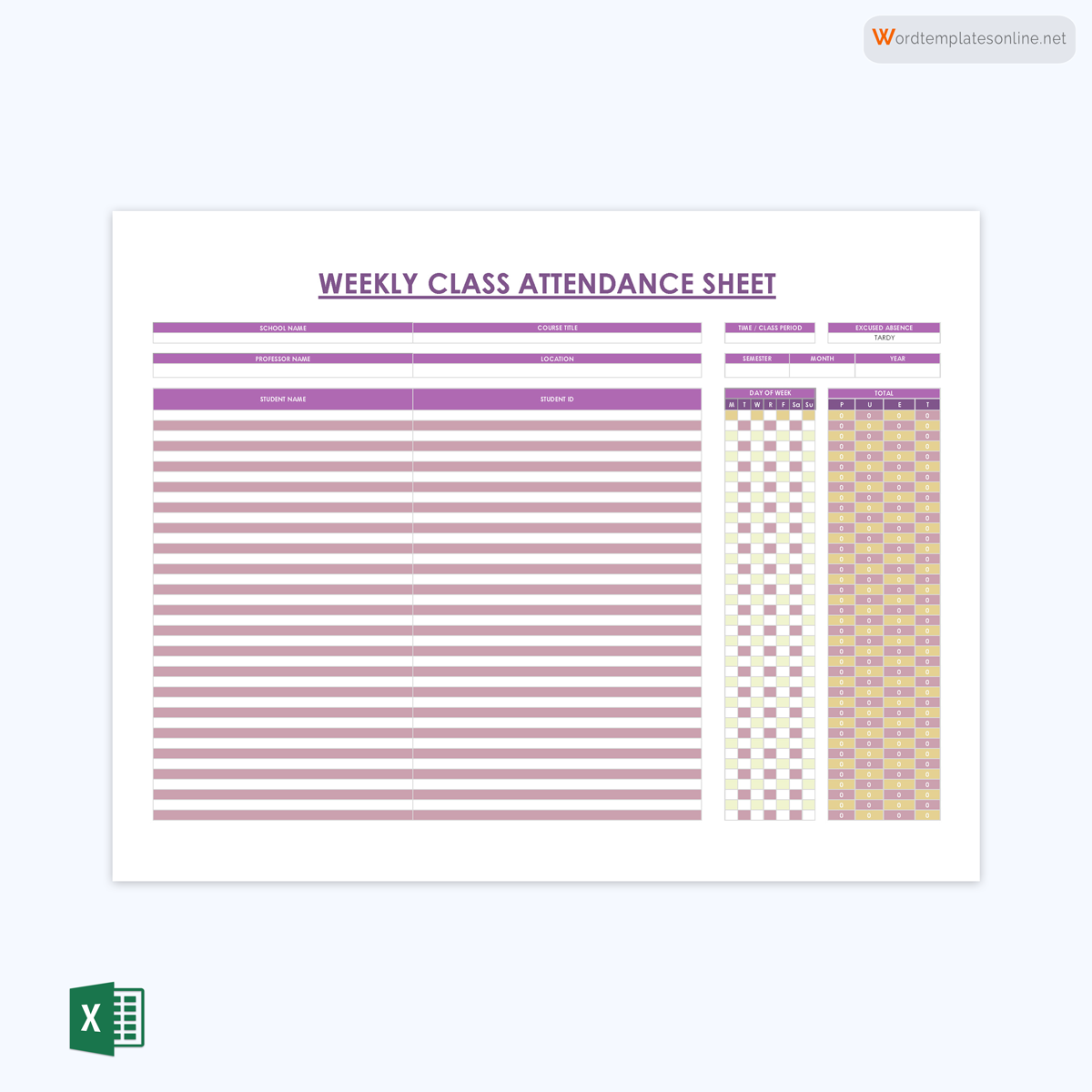 Attendance sheet template for free download
