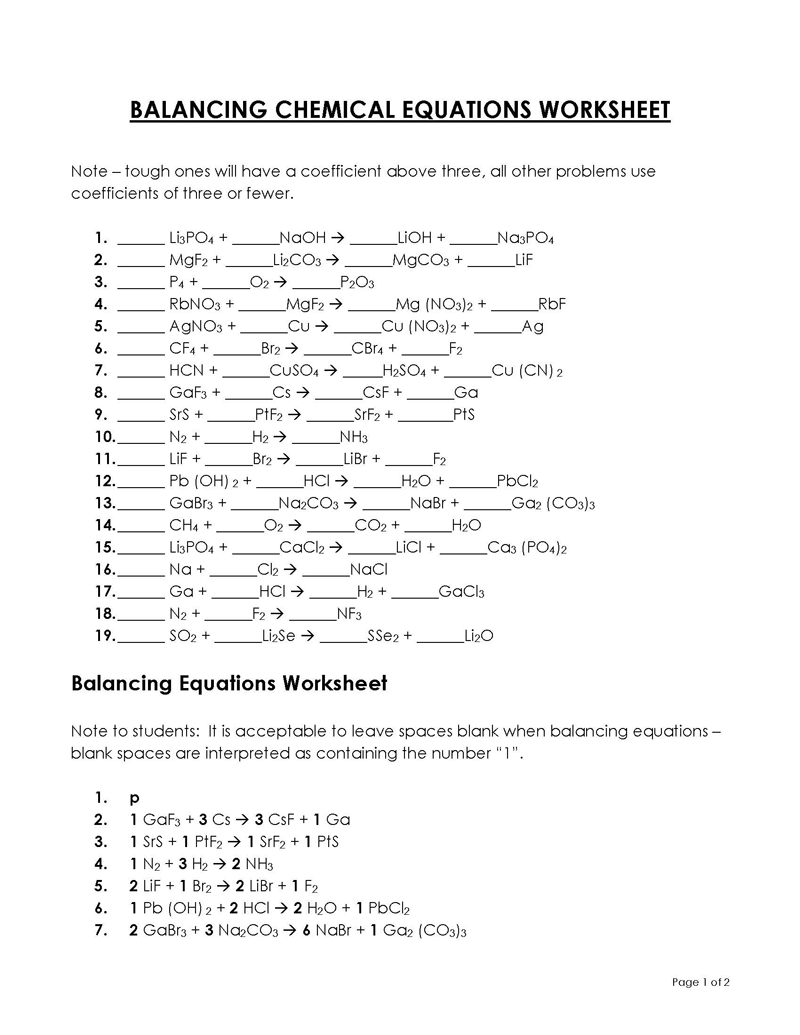  balancing chemical equations pdf