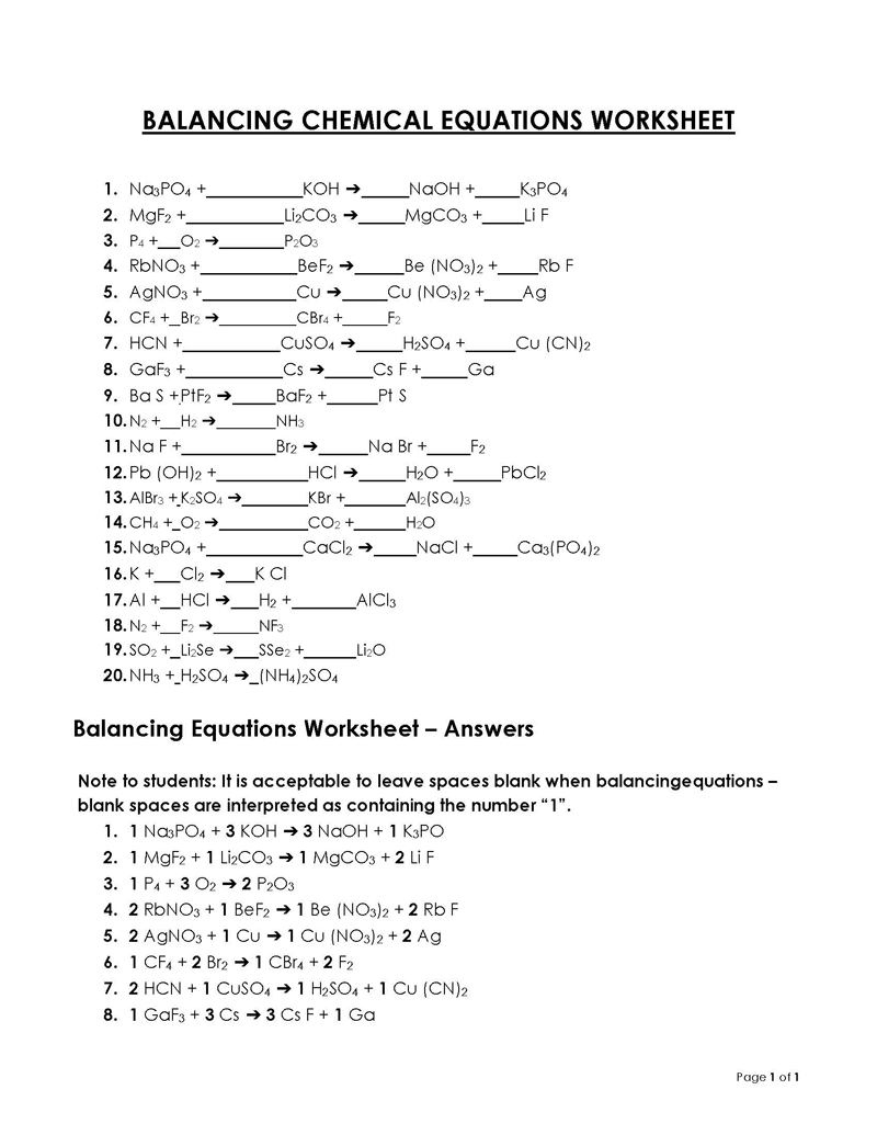  balancing chemical equations pdf
