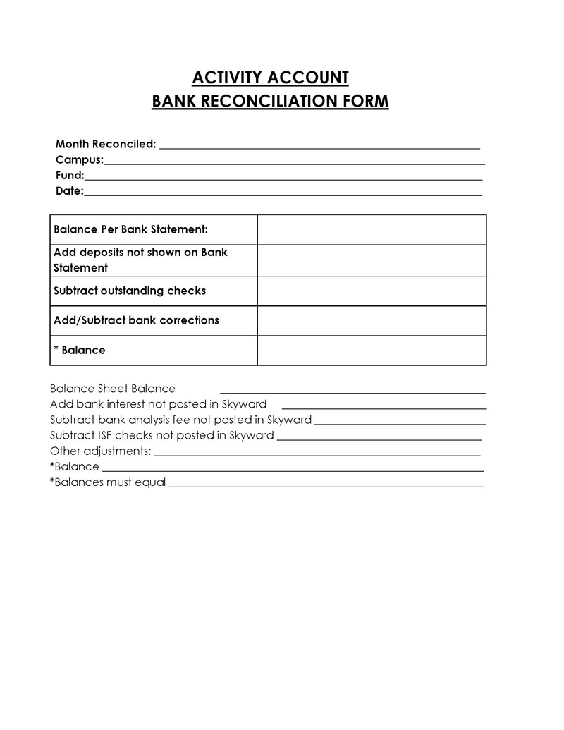 Free Bank Reconciliation Statement Template 10 for Word