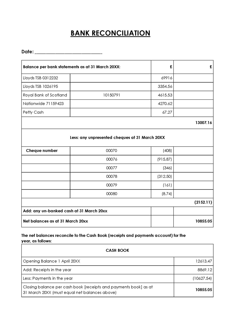 Bank Reconciliation Template in Word 02
