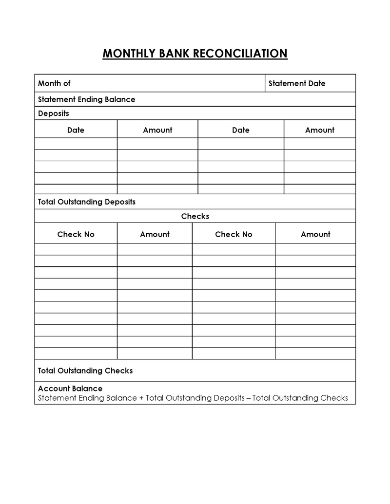 Bank Reconciliation Template in Word 08