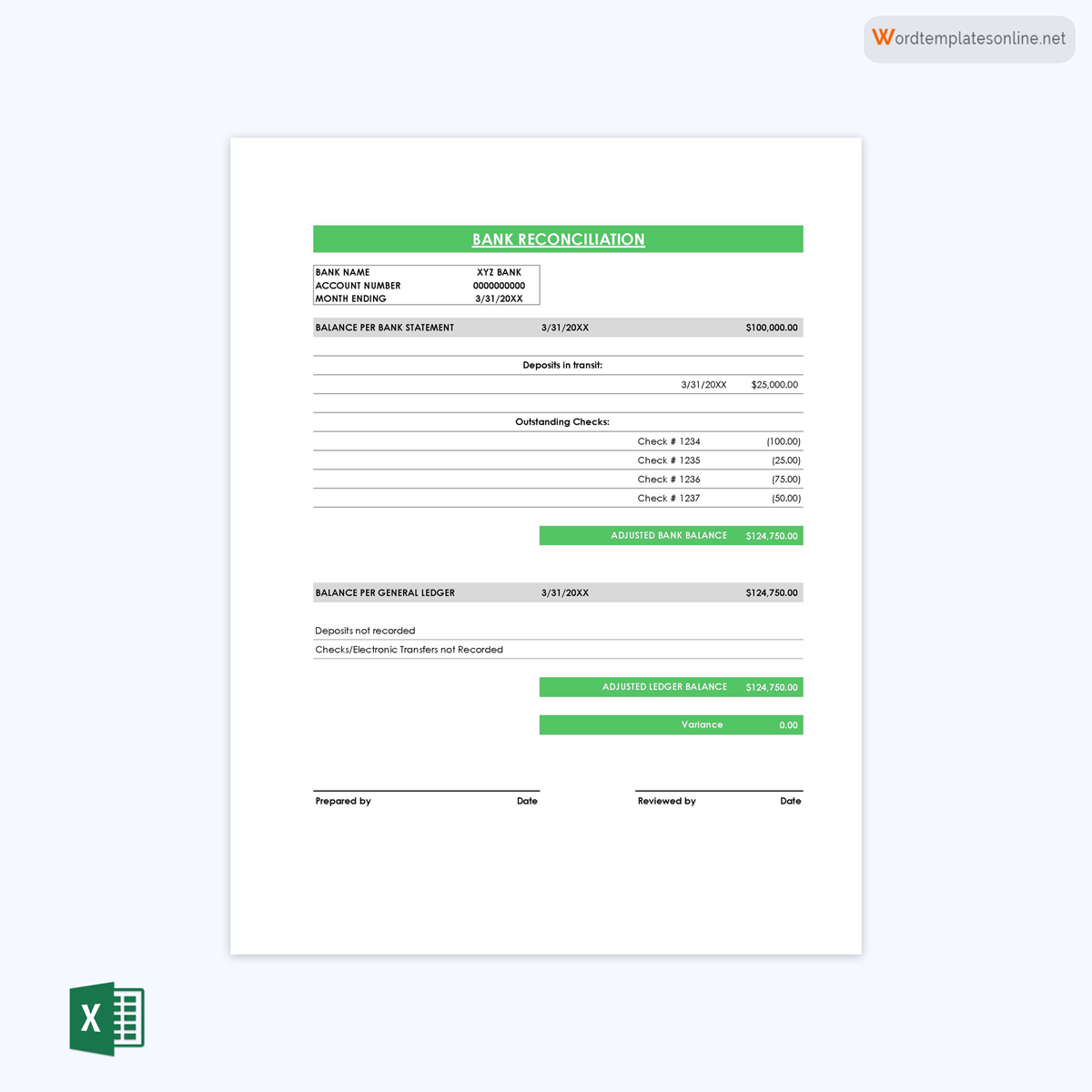 Bank Reconciliation Template in Excel 03