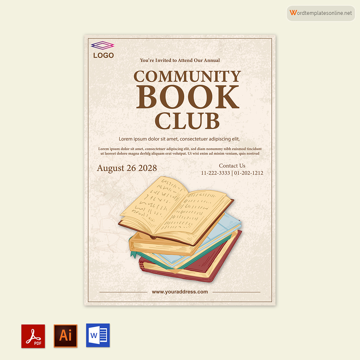 Customizable Book Club Flyer Templates - Free Word, PSD, AI Example