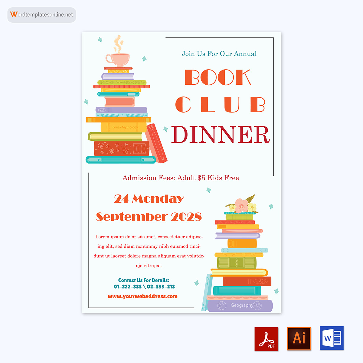 High-quality Book Club Flyer Templates - Free Word, PSD, AI Example
