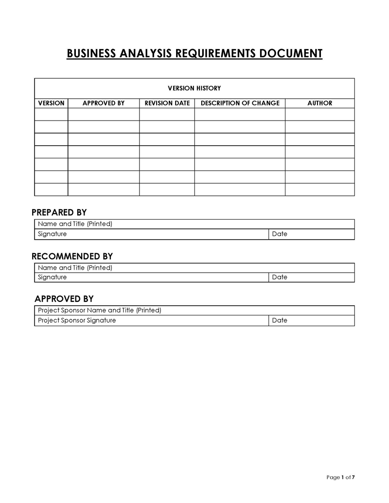 Word Business Requirements Document Template 14
