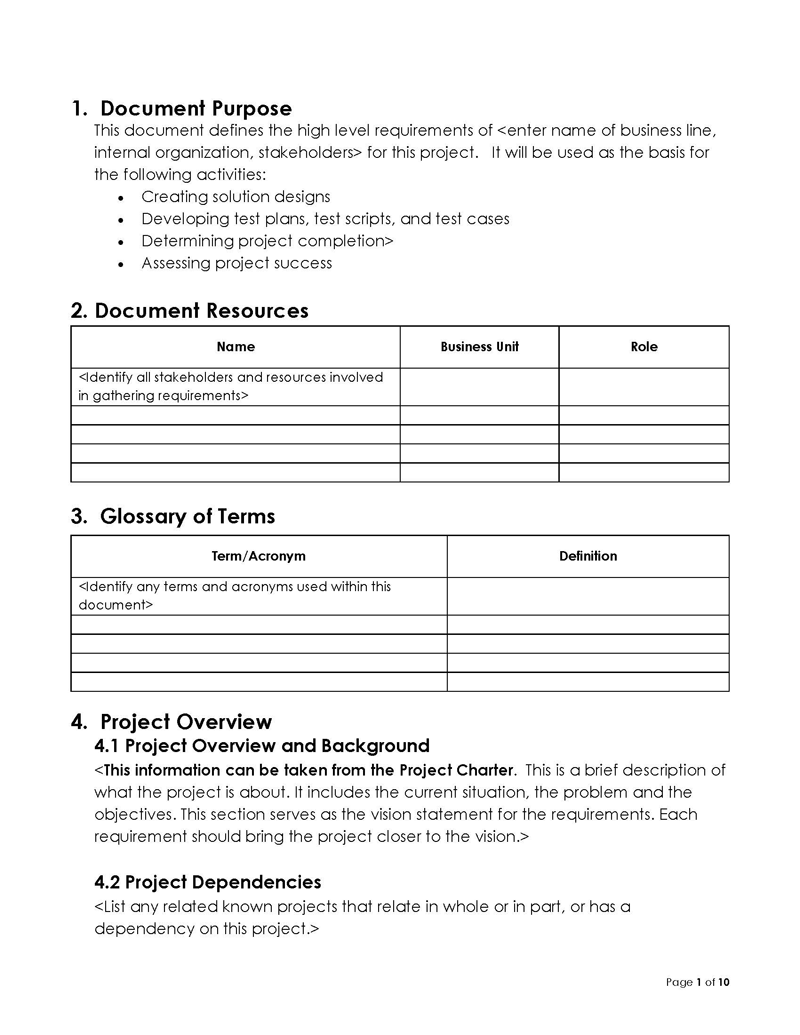Word Business Requirements Document Template 05
