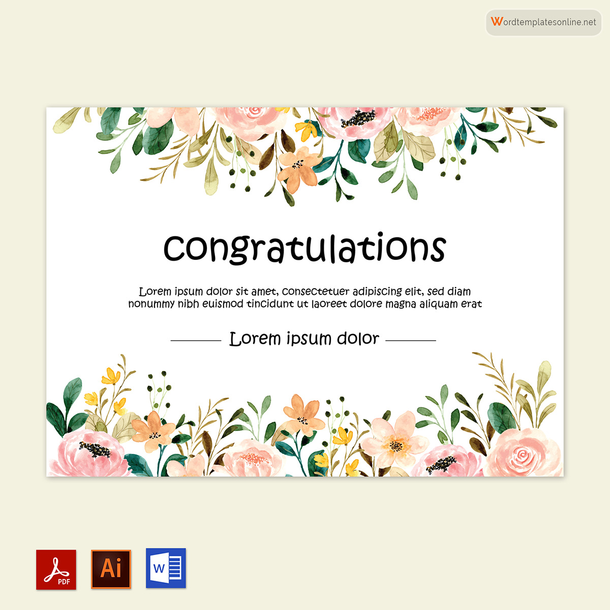 "Free editable congratulations greeting card template"
