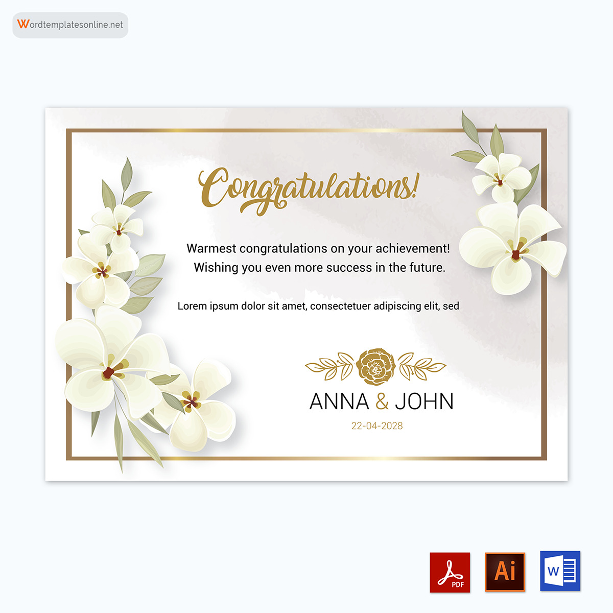 "Editable congratulations greeting card template"