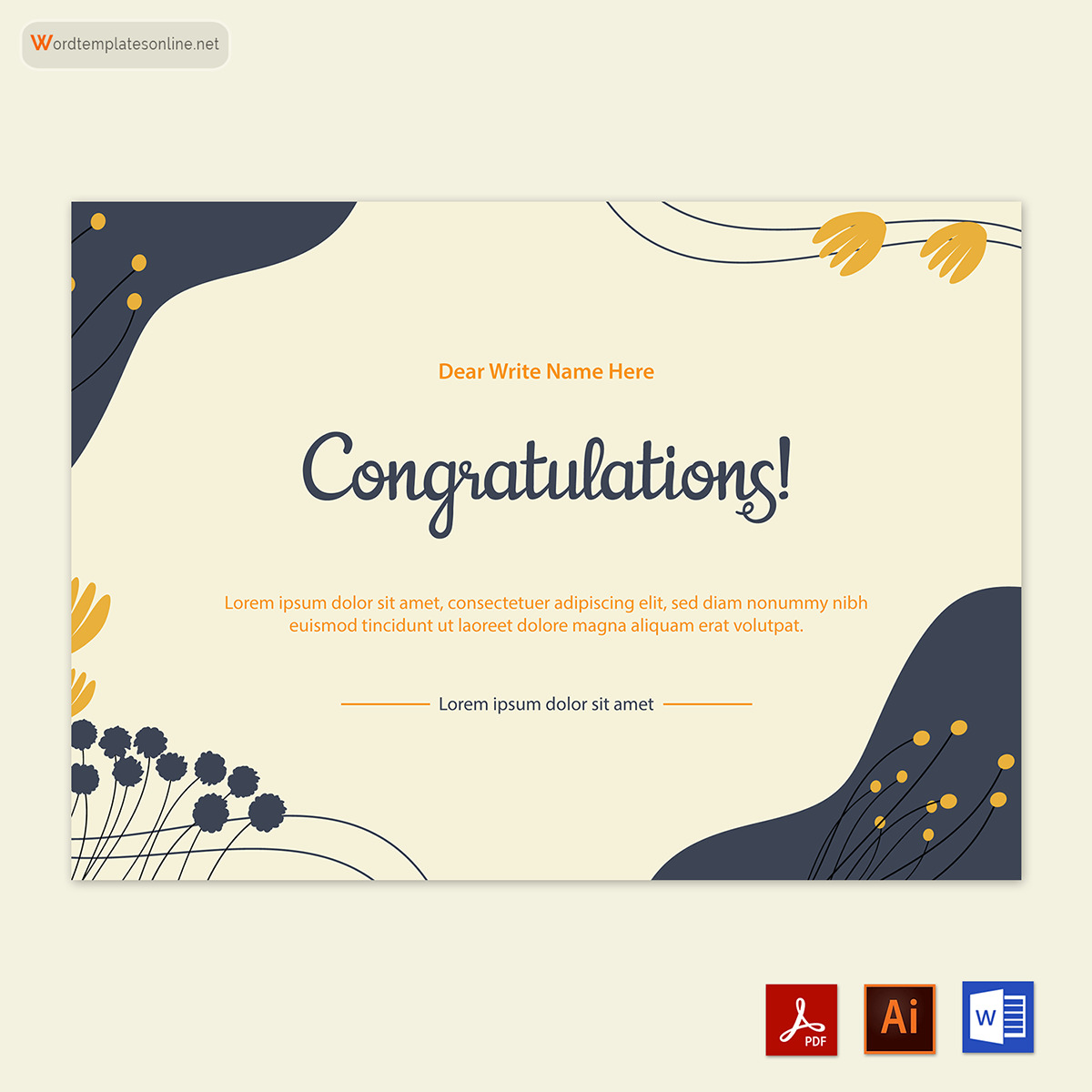 "Congratulations card template in Adobe Illustrator"