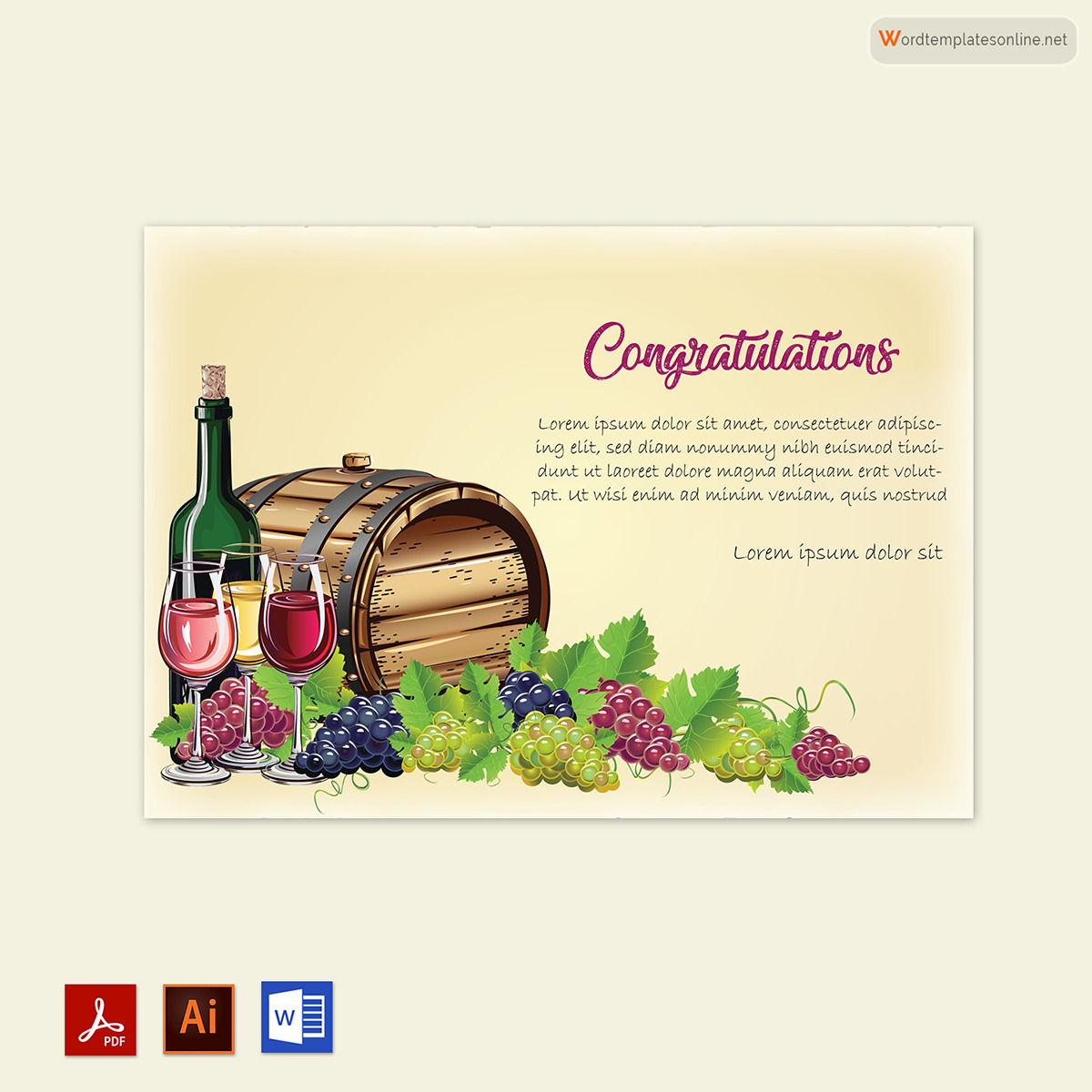 "PDF format for congratulations greeting card"