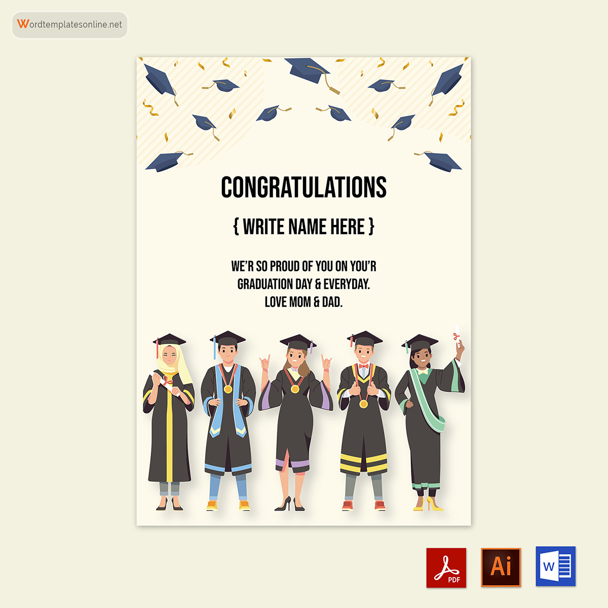 "Editable congratulations card template in PDF"