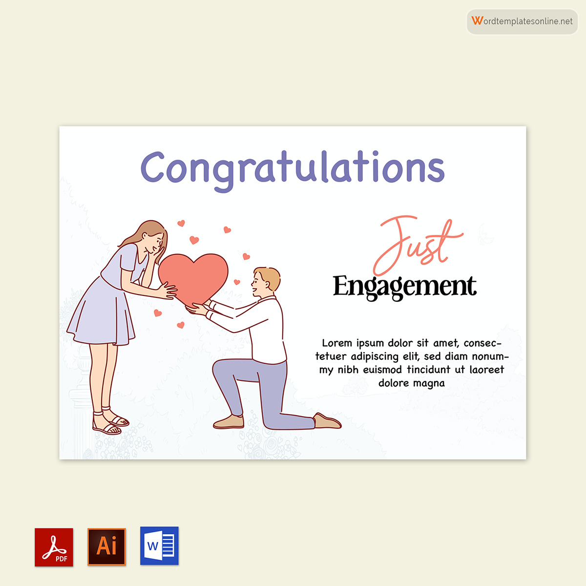 "Free congratulations card template in Word"