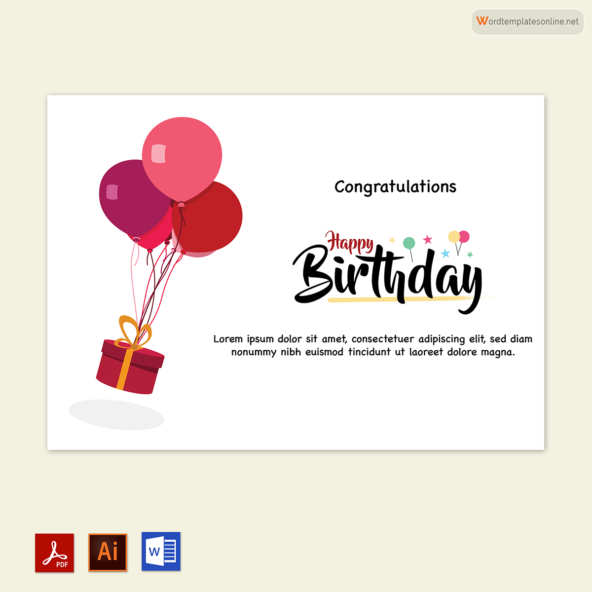 "Congratulations greeting card format in PDF"