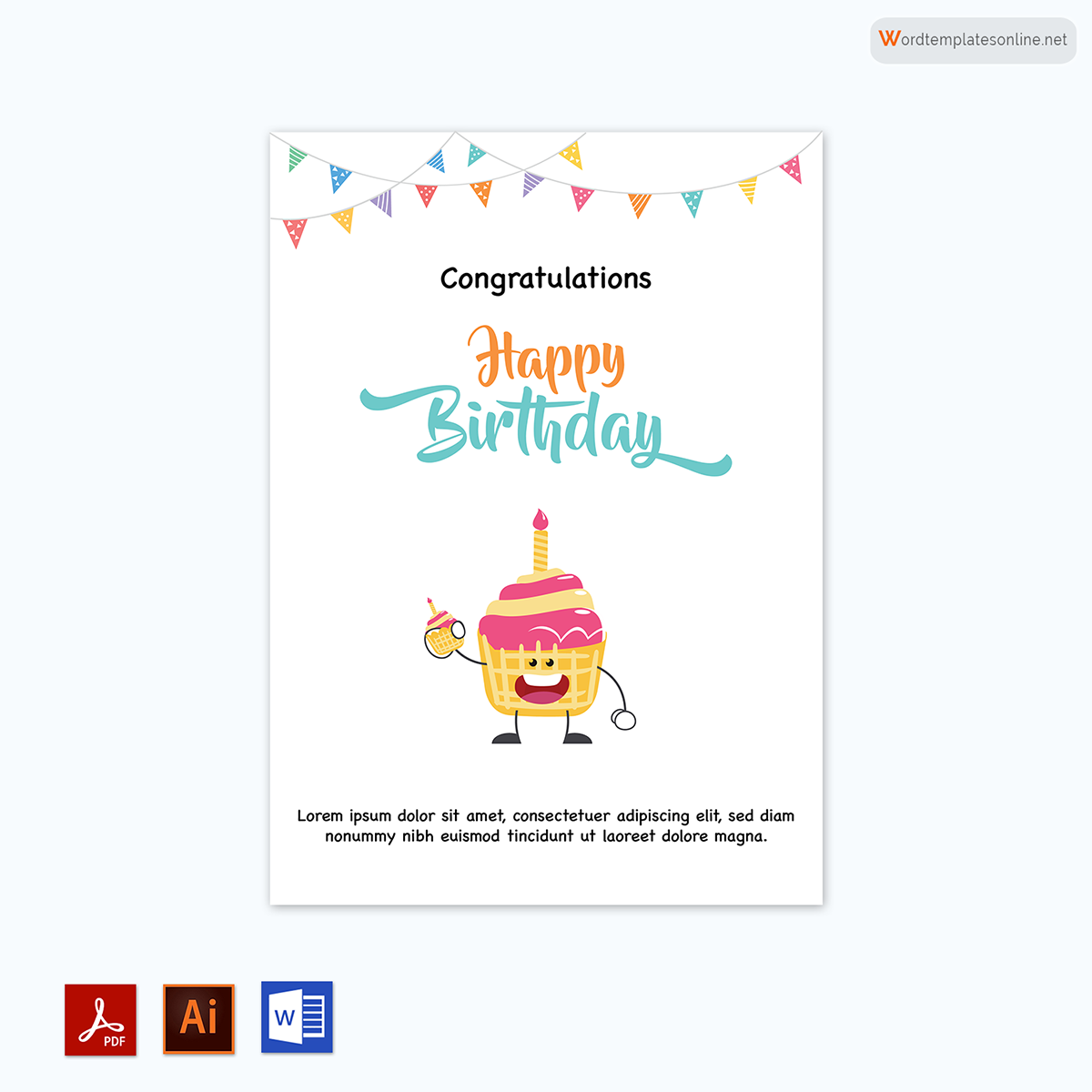 "Editable congratulations card template with Adobe Illustrator"