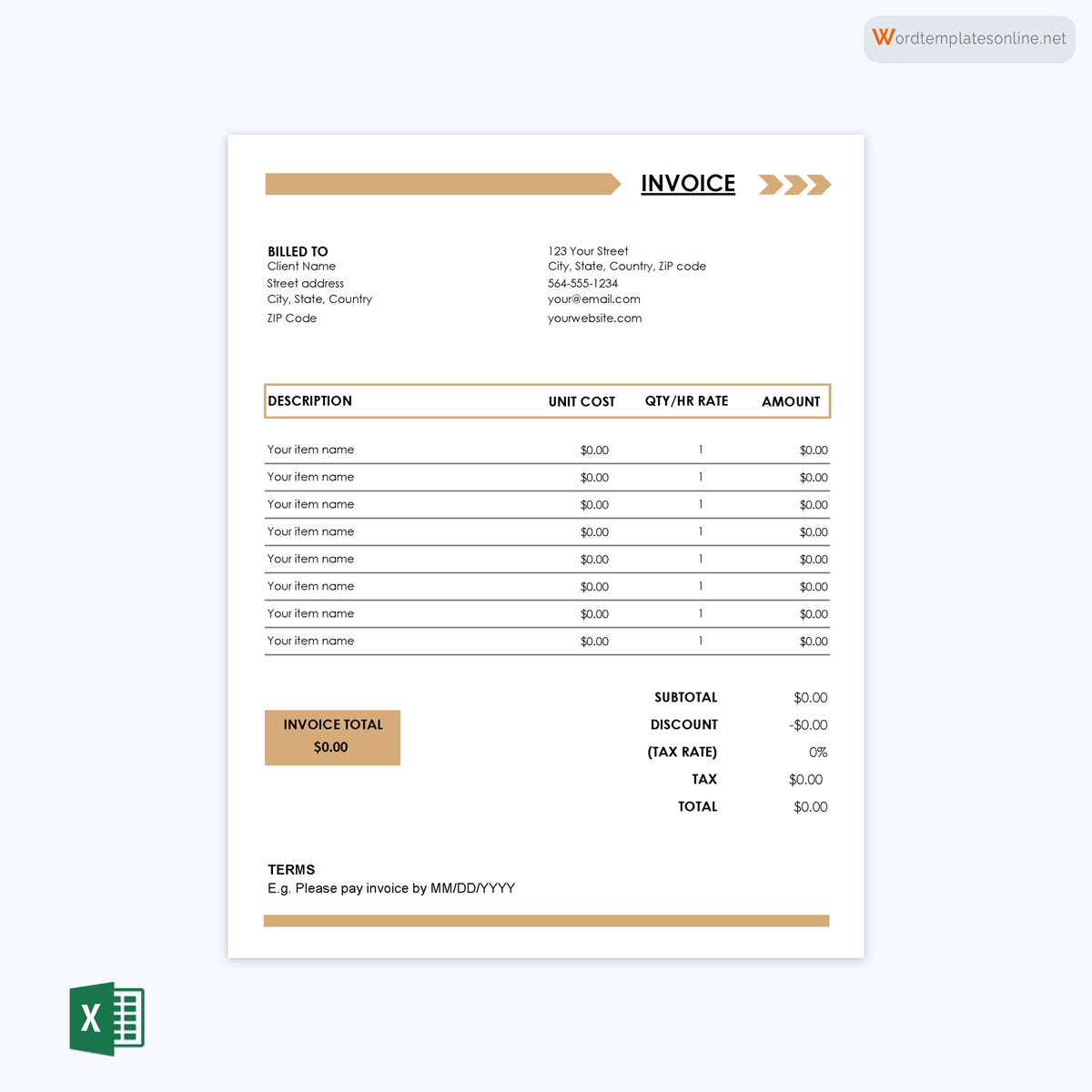 Editable consultant invoice form