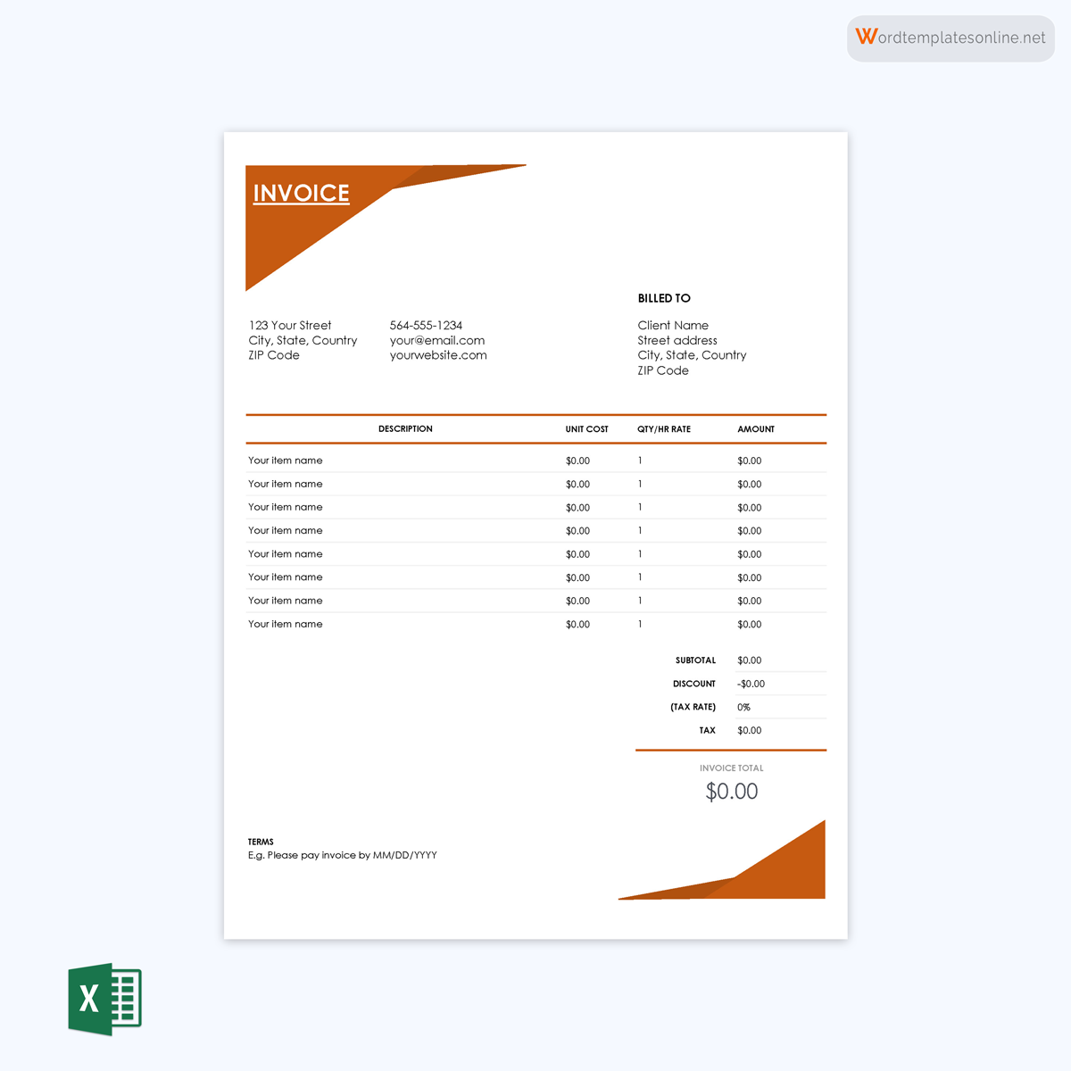 Consultant invoice template in PDF format