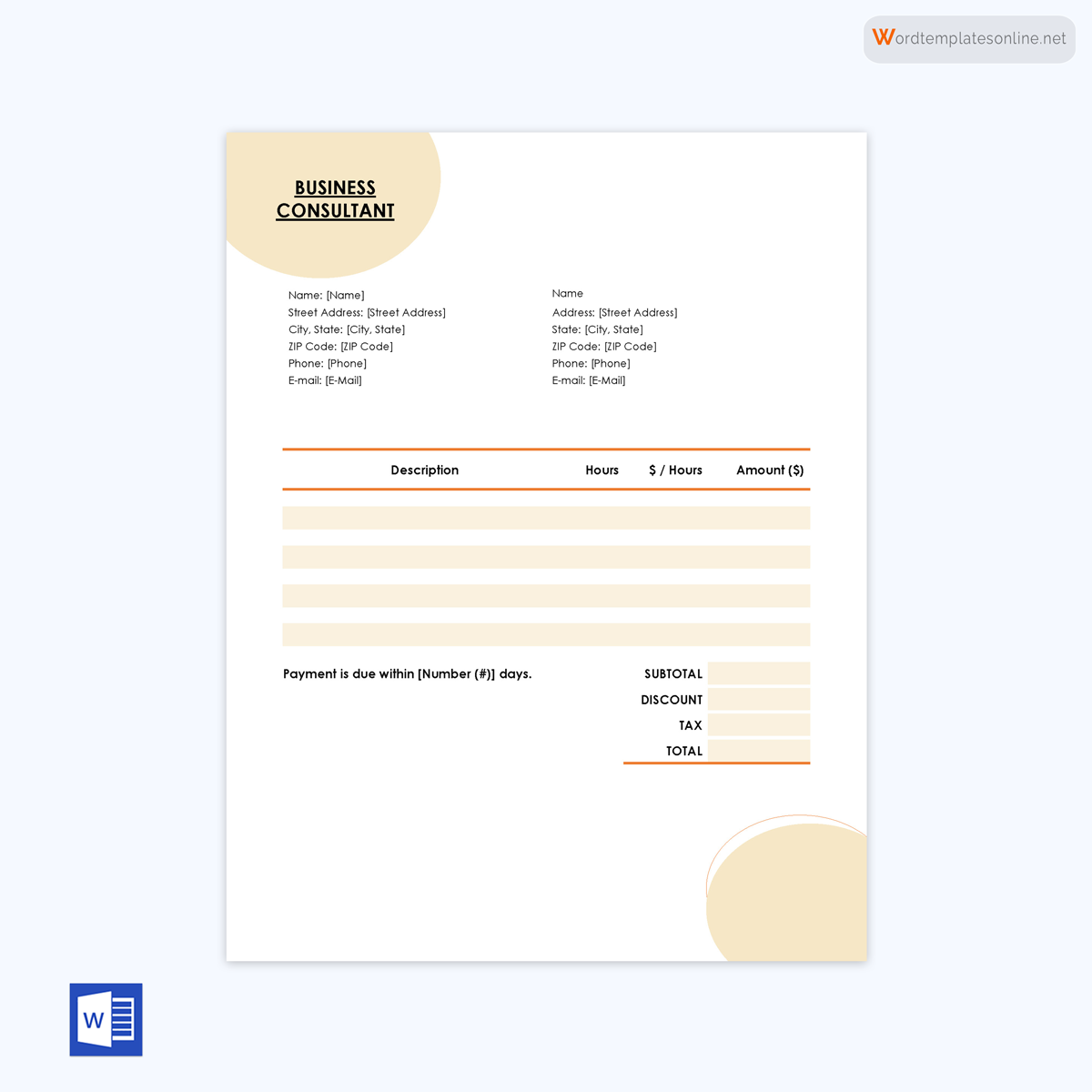 Consultant Invoice Template 07 - Modifiable - Word