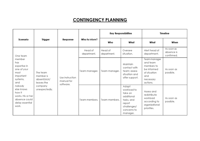 Free Downloadable General Contingency Plan Template 11 in Word Format