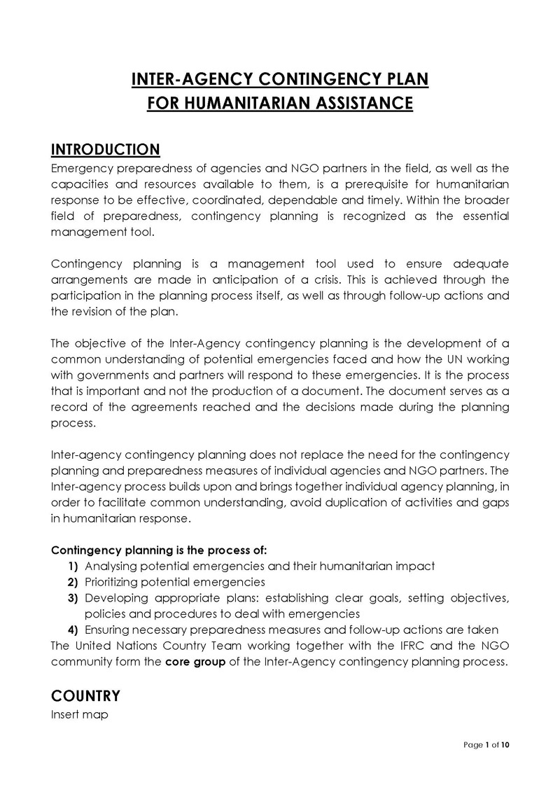 Downloadable Contingency Plan Template 02