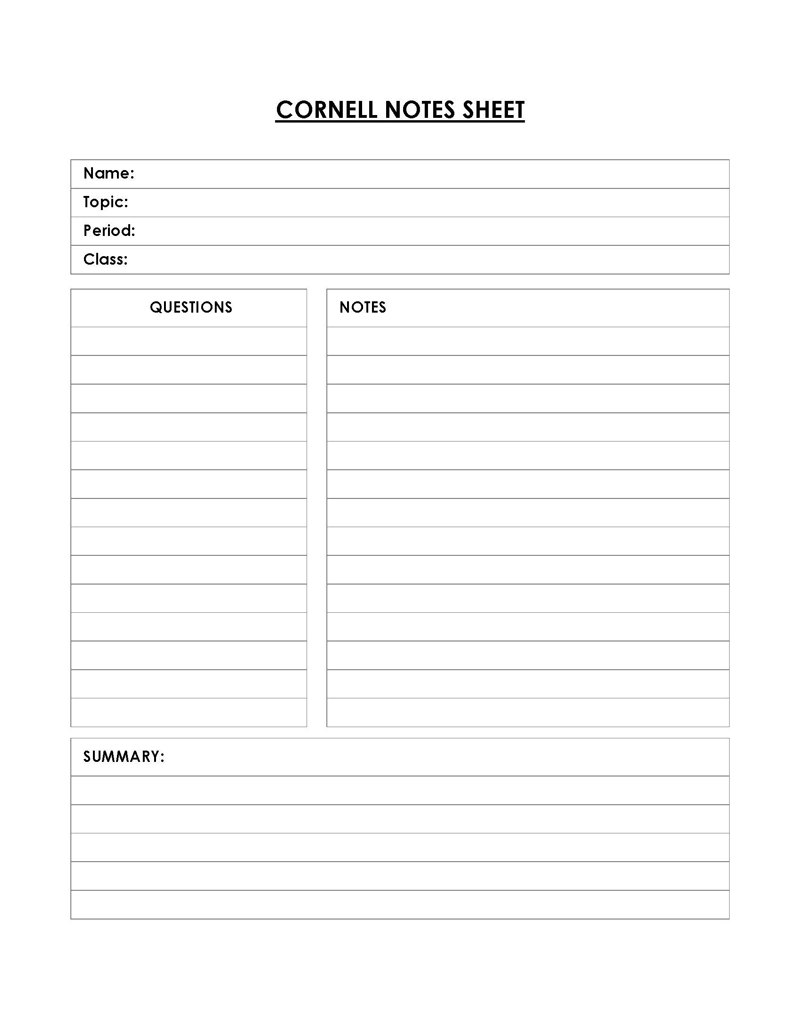 64 Free Cornell Note Templates (Cornell Note Taking Explained)