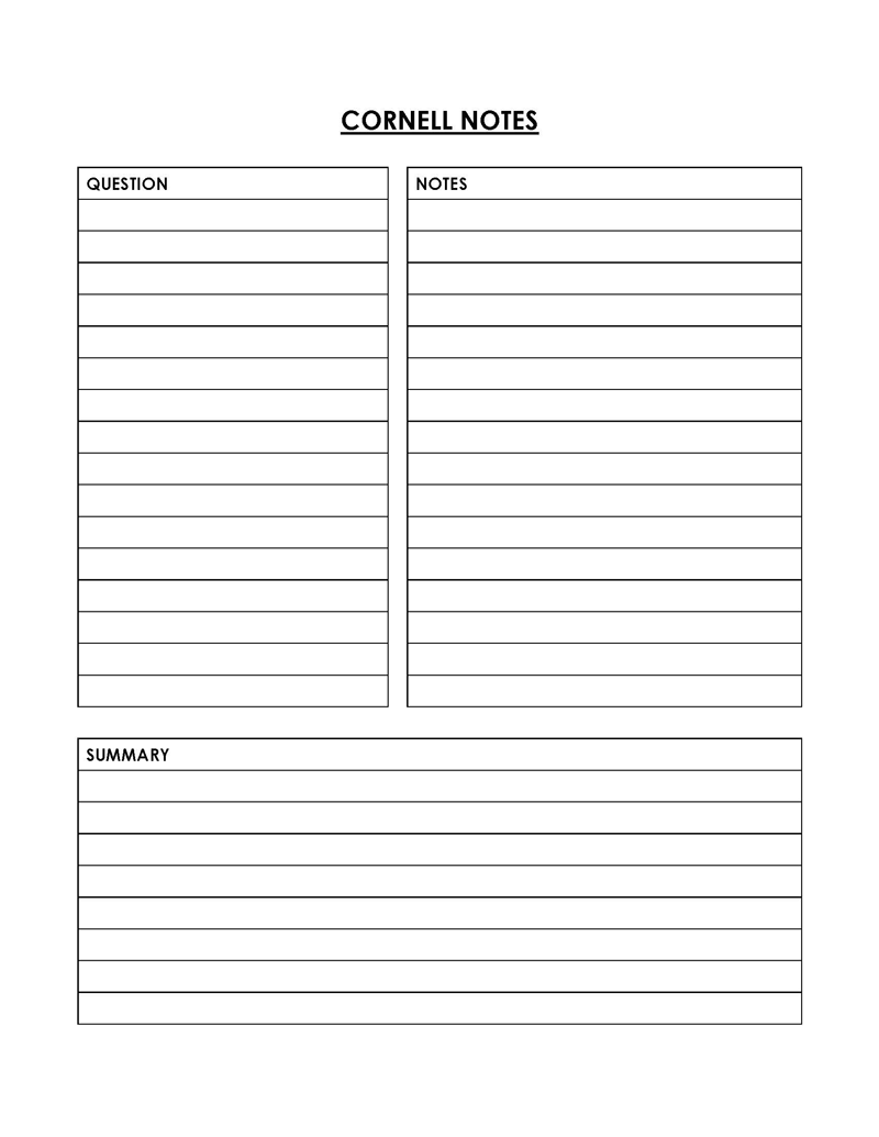 Free Cornell Note Example