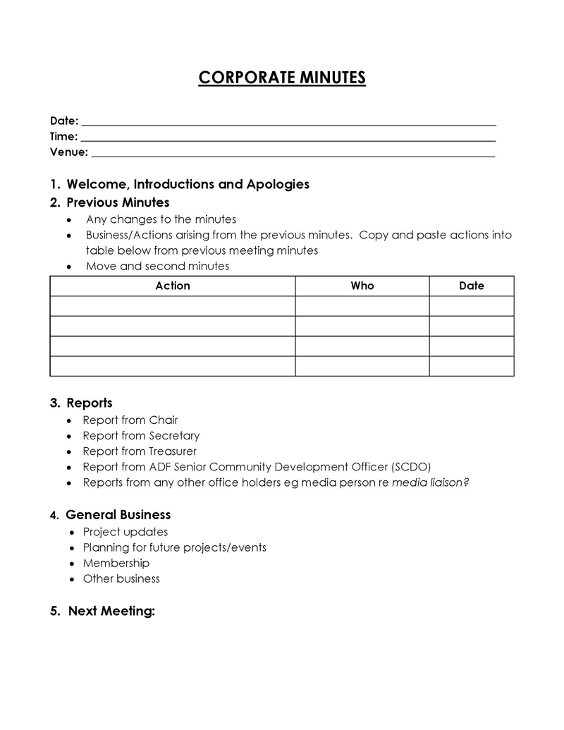 meeting minutes template free