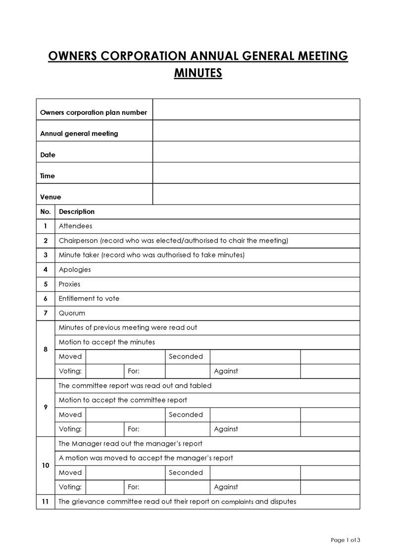  corporate minutes template word