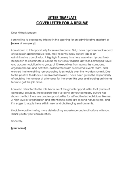 Writing a Perfect Cover Letter - Cover Letter For A Resume 02 437x618 