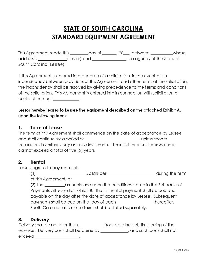 heavy equipment rental agreement forms free